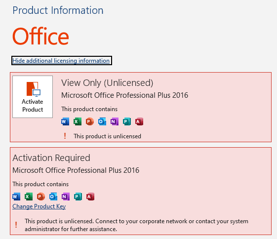 Microsoft Office activation key
